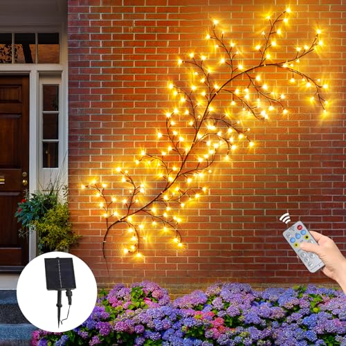 GOESWELL Christmas Zweige Lichter für draußen,144 Warm White LED Zweig Baum mit Lichtern für Wand im Freien Hof Hinterhof Urlaub Party Dekoration von GOESWELL