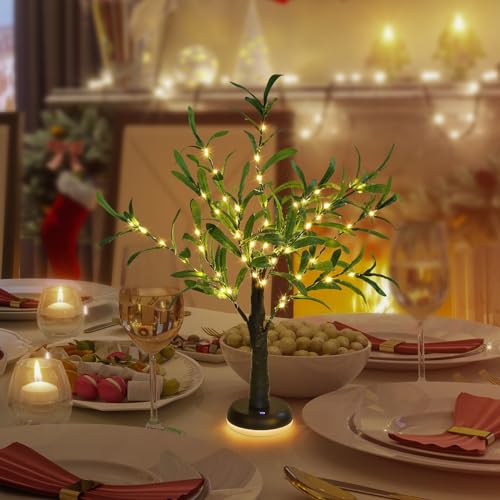 GOESWELL Tree Lamp,Tabletop Tree 60CM Artificial Trees (Green Olive Tree-3) von GOESWELL