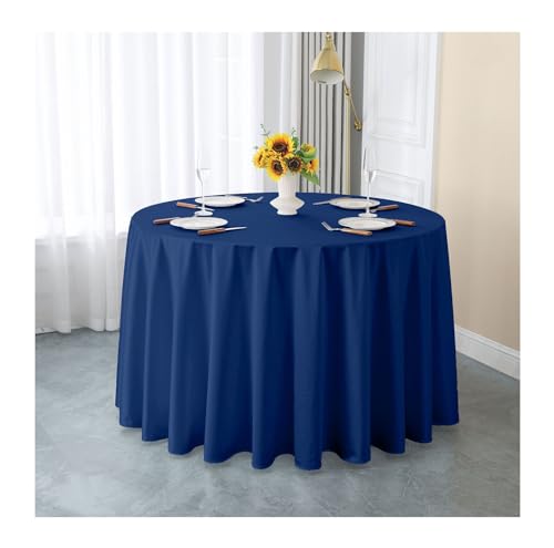 GOEXCPL Einfarbige runde Satin-Tischdecke Verdicken Glatter Stoff Geeignet für Restaurants, Hotels, Hochzeiten und Partys Maschinenwaschbar, Blau-1, Durchmesser 200 cm von GOEXCPL