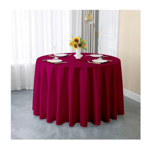 GOEXCPL Einfarbige runde Satin-Tischdecke Verdicken Glatter Stoff Geeignet für Restaurants, Hotels, Hochzeiten und Partys Maschinenwaschbar, Rot, Durchmesser 240 cm von GOEXCPL