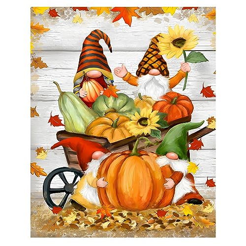 GOGHSCEK 5D Diamond Art Painting Gnomes Kits für Erwachsene, DIY Malen nach Zahlen für Erwachsene, Full Drill Fall Diamond Arts Kits 30 x 40 cm, Herbst-Zwerge, Kristallbild, Kunst für Dekoration von GOGHSCEK