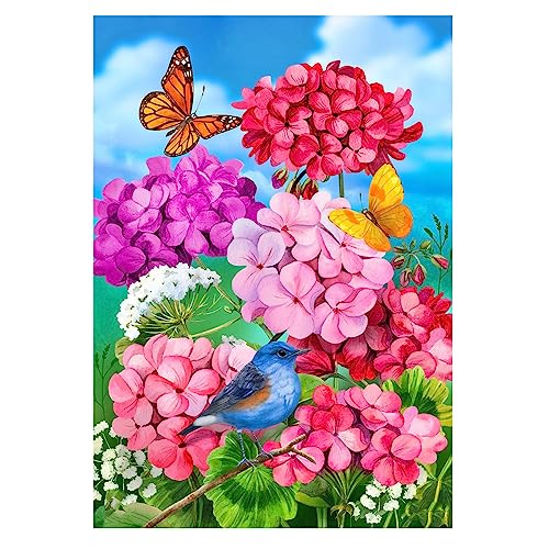 GOGHSCEK Diamond Painting Bilder Blume, 5D Diamond Painting Diamant Painting Bilder Erwachsene Blume, DIY Diamant Malerei Bilder Erwachsene Blume Set 30x40 cm Rosa Garten für Home Dekoration von GOGHSCEK