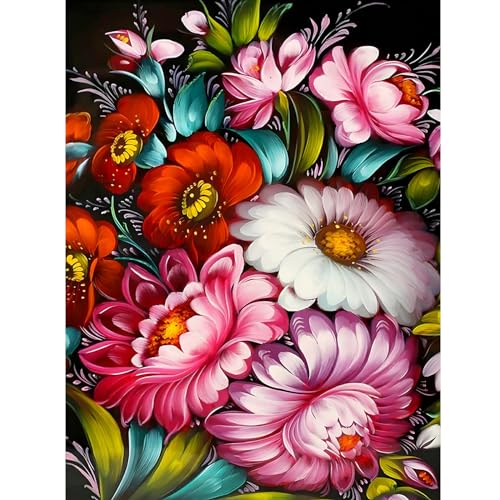 GOGHSCEK Diamond Painting Bilder Blume, DIY 5D Diamond Painting Diamant Painting Bilder Erwachsene Blume, 5D Diamant Malerei Bilder Erwachsene Blume Set 30x40 cm Bunte Gänseblümchen für Dekoration von GOGHSCEK