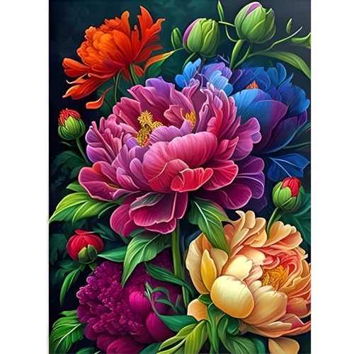 GOGHSCEK Diamond Painting Bilder Blumen, 5D Diamond Painting Diamant Painting Bilder Erwachsene Blumen, Diamant Malerei Bilder Erwachsene Set Lila Blumen 30x40cm für Dekoration von GOGHSCEK