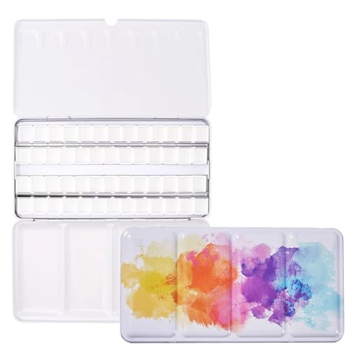 Leere Aquarellpalette, Palette Farbkasten mit 52 Pcs Hälfte Pfannen, Wassermalkasten, Großes Buntes Metall-Box, für Aquarellfarbe, Gunst malerei, DIY Kunst von GOIEHIR