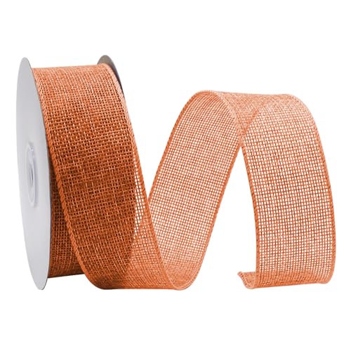 GOIYZTTR 10M Orange Sackleinen Band Rolle 4 cm Breit Juteband Jahrgang Verdrahtet Sackleinen Decoband Geeignet für DIY-Bastelverpackungen Geschenke und Blumenstraußdekoration von GOIYZTTR