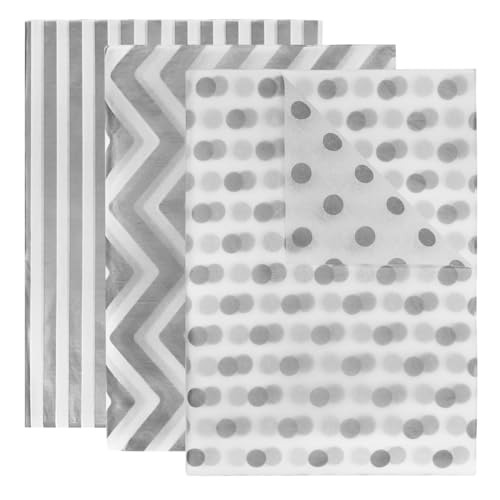 GOIYZTTR 60 Blatt Silber Weiß Seidenpapier Bulk 3 Arten Decorative Metallic Geschenkpapier 50 * 35cm Geschenk Seidenpapier Geeignet für Geschenkverpackungen und DIY-Dekoration von GOIYZTTR