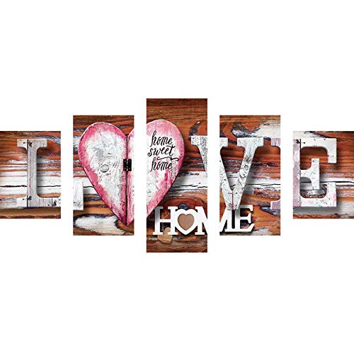 DIY 5D Full Diamond Painting Kit, Love Pink Heart Home 5 teiliges Multi Diamond Art Kits für Erwachsene Malen mit Diamanten Kits Diamanten Stickerei nach Zahlen 45x95 cm von GOJOSOWIN