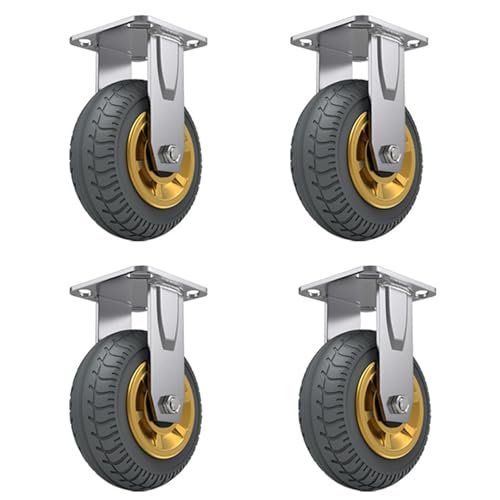 GOKEUEKDY Lenkrollen, 4-Zoll-Lenkrollen, Lenkrollen, 4er-Set, Schwerlastrollen, Industrierollen mit Bremse, für Möbelbeine, Gummiräder mit Doppellager, geräuscharm (Bockrolle, 5 Zoll) von GOKEUEKDY