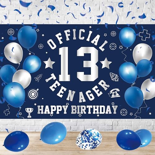 13 Geburtstag Dekorationen für Jungen Happy 13th Birthday Banner 13th Officially Teenager Banner von GOLDCROW