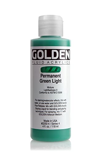 Golden 2250-4 flüssige Acrylfarbe, 4 Unzen, permanentes grünes Licht von Golden Artist Colors