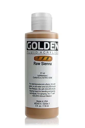 Golden 2340-4 flüssige Acrylfarbe, 119ml (4oz), Raw Sienna von Golden Artist Colors