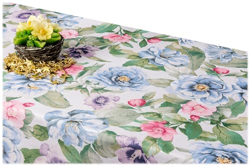 GOLDMAR Klassische Blumen-Tischdecke, Wasserabweisend, Fleckenresistente Schmutzabweisend Blumen - für Partys, Elegante Tisch Deko (130x180 cm, w024) von GOLDMAR