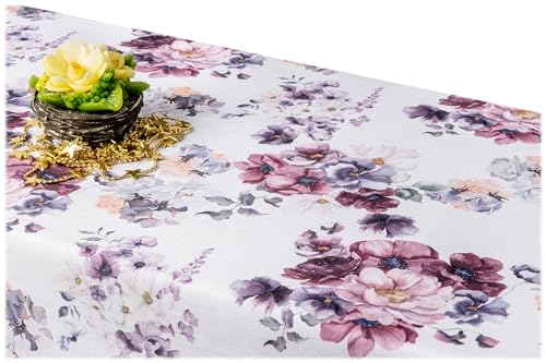 GOLDMAR Klassische Blumen-Tischdecke, Wasserabweisend, Fleckenresistente Schmutzabweisend Blumen - für Partys, Elegante Tisch Deko (140x220 cm, w026) von GOLDMAR