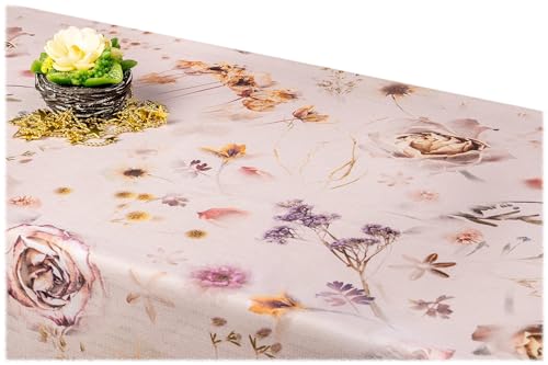 GOLDMAR Klassische Blumen-Tischdecke, Wasserabweisend, Fleckenresistente Schmutzabweisend Blumen - für Partys, Elegante Tisch Deko (140x240 cm, Blumen-w014) von GOLDMAR