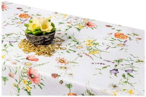 GOLDMAR Klassische Blumen-Tischdecke, Wasserabweisend, Fleckenresistente Schmutzabweisend Blumen - für Partys, Elegante Tisch Deko (75x75 cm, w017) von GOLDMAR