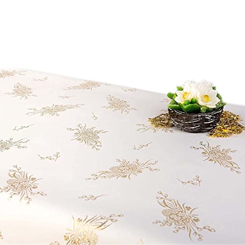 GOLDMAR Ostern Tischdecke Fleckenresistente Schmutzabweisend Zweiseitig Tischdecke Ostern - Polyester Lamatex Silber Gold Elegante Osterntstisch Deko von GOLDMAR