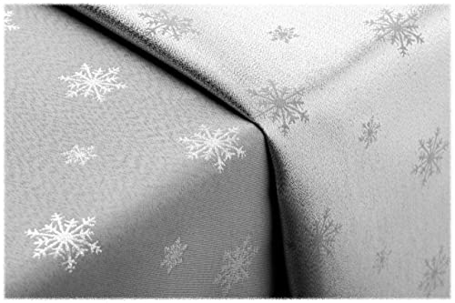 GOLDMAR Weihnachtstischdecke Fleckenresistente Schmutzabweisend Zweiseitig Tischdecke Weihnachten Advent - Polyester Lamatex Elegante Weihnachtstisch Deko (100x100 cm, Grau-Muster-02) von GOLDMAR