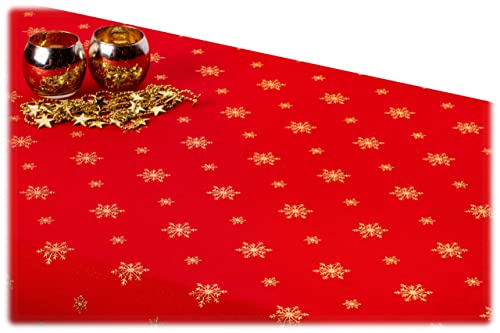 GOLDMAR Weihnachtstischdecke Fleckenresistente Schmutzabweisend Zweiseitig Tischdecke Weihnachten Advent - Polyester Lamatex Elegante Weihnachtstisch Deko (140x260 cm, Rot-Muster-02) von GOLDMAR