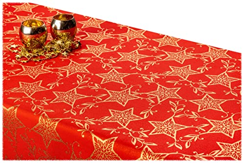 GOLDMAR Weihnachtstischdecke Fleckenresistente Schmutzabweisend Zweiseitig Tischdecke Weihnachten Advent - Polyester Lamatex Elegante Weihnachtstisch Deko (75x75 cm, Rot-Muster-03) von GOLDMAR