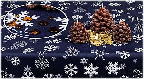 GOLDMAR Weihnachtstischdecke Fleckenresistente Schmutzabweisend Zweiseitig Tischdecke Weihnachten Advent - Polyester Rot Grau Elegante Weihnachtstisch Deko (150 cm Rund Dunkelblau) von GOLDMAR