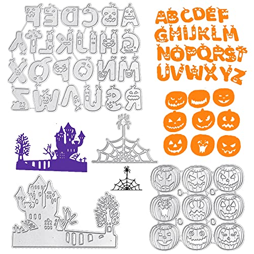 GOLRISEN 4 Stück Stanzschablone Halloween Groß Stanzformen Metall Prägeschablonen Kürbis Schablonen Spinnennetz für Party Halloween Handwerk Scrapbooking Zubehör DIY Dekoration usw. von GOLRISEN