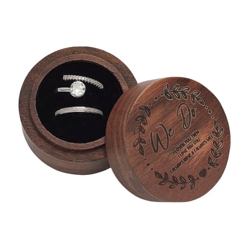 GOMAKERER 1 Stück Ringaufbewahrung Aus Holz Mini Ringschatulle Mit Säule Personalisierbar Schmuckschatulle Elegante Ringschatulle Im Retro Stil Für Heiratsantrag Verlobungszeremonie, 5.5x3.7cm von GOMAKERER