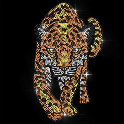 GOMAKERER 1 Stück Strasssteine Zum Aufbügeln Hotfix Strass Bling Aufkleber Wärmeübertragung Leoparden Strass Dekorativ Für T Shirts Kleidung Tragetasche DIY Kunst Bastelgeschenke Leoparden Strass von GOMAKERER