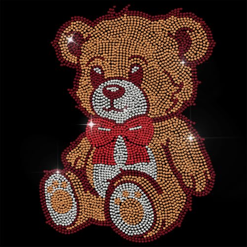 GOMAKERER 1 Stück Teddybär Strass Zum Aufbügeln Hotfix Bling Crystal Bekleidungs Reparatur Applikation Wärmeübertragungsaufkleber Wärmeübertragungs Patch Für T Shirt Kleidung Hosen Taschen von GOMAKERER