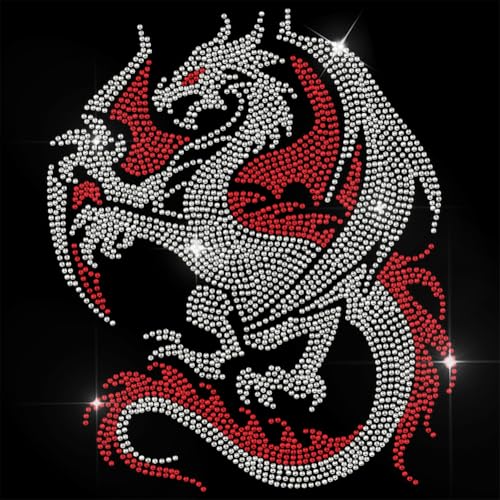 GOMAKERER 1 Stück Western Drache Strass Zum Aufbügeln Hotfix Bling Crystal Bekleidungs Reparatur Applikation Wärmeübertragungsaufkleber Wärmeübertragungs Patch Für T Shirt Kleidung Hosen Taschen von GOMAKERER