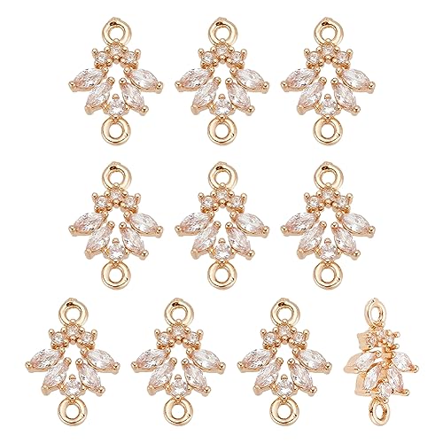 GOMAKERER 10 Stück Blumen-Strasssteine, Hellgoldene Messing-Kristall-Strass-Verbinder-Charms, Metall-Blumen-Charm-Verbinder Für DIY-Armband-Halskette, Schmuck, Basteln von GOMAKERER