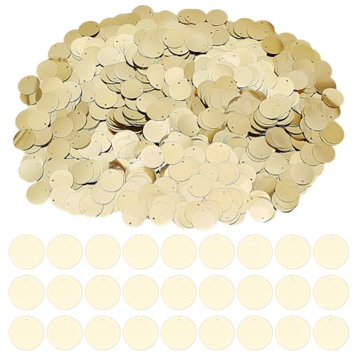 GOMAKERER 100g Flache Runde Pailletten 1.95cm Große Metallisch Goldene Pailletten Lose Pailletten Bastel Pailletten Zubehör Mit Loch Zum Aufnähen Stickapplikationen DIY Bastelarbeiten von GOMAKERER