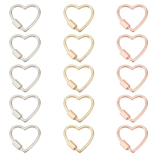 GOMAKERER 15 Stück 3 Farben Herzform Lock Charm Verschlüsse Legierung Verbindungsringe Hakenverschluss Schnalle Charm Anhänger Schlüsselanhänger Kleine Feder-Karabinerhaken für Rucksäcke, Handtaschen, GOMAKERER 15 Stück 3 Farben Herzform Lock Charm Verschlüsse Legierung Verbindungsringe Hakenverschluss Schnalle Charm Anhänger Schlüsselanhänger Kleine Feder-Karabinerhaken für Rucksäcke, Handtaschen, von GOMAKERER