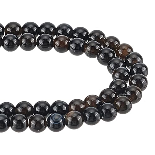 GOMAKERER 194 Stück 2 Stränge Natürliche Schwarze Achatperlen, 4mm Natürliche Runde Steinperlen Schwarze Edelsteinperlen Lose Distanzperlen Für DIY-Armband, Halskette, Schmuck, Basteln von GOMAKERER