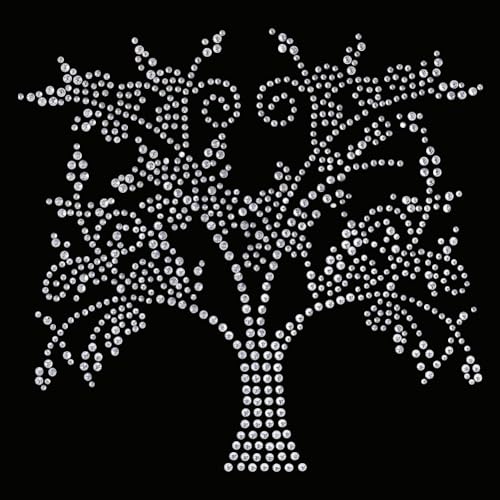 GOMAKERER 2 Stück Baum-Strasssteine Zum Aufbügeln, Hotfix Bling Crystal Bekleidungs-Reparatur-Applikation Wärmeübertragungsaufkleber Wärmeübertragungs-Patch Für T-Shirt, Kleidung, Hosen, Taschen von GOMAKERER