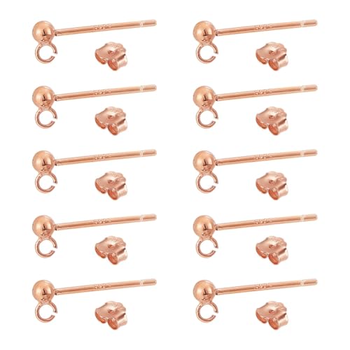 GOMAKERER 5 Paar Ohrstecker In Kugelform Aus Sterlingsilber 925, Öse Ohrstecker Mit Runder Kugel Roségold Mit Ohrmuttern Damen Ohrstecker Ohrringe Zur Herstellung von DIY Ohrringen Und Schmuck von GOMAKERER