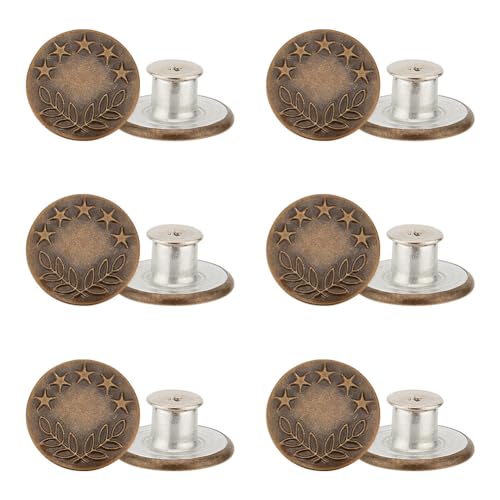 GOMAKERER 50 Stück Jeansknöpfe in Antik-Bronze, 17mm Metall Vintage-Hosenknopf Ersatz-Stern Weizenknöpfe Denim-Knöpfe Set ohne Nähen mit Nieten für Bekleidungsbedarf von GOMAKERER