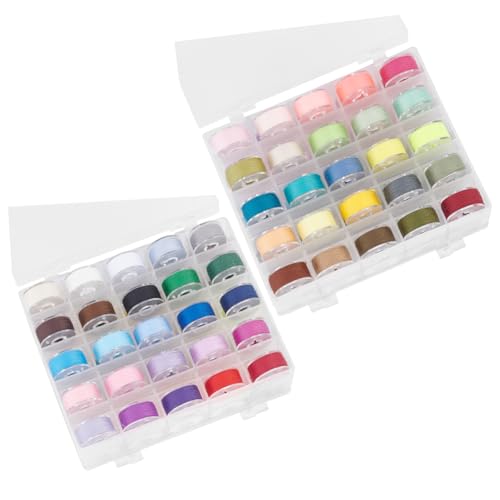 GOMAKERER 50 Stück Vorgespulter Unterfaden 50 Farben, 0.2mm Bunte Nähgarn Sets Aus Polyester Mit Gittern Spulenbox Für Stickereien Und Nähmaschinen Heimwerkerbedarf Gewerbliche Nutzung Heimgebrauch von GOMAKERER