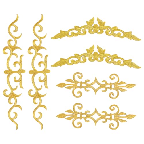 GOMAKERER 6 Stück Goldene Blumenapplikationen, 3 Stile Stickerei-Aufnäher Aufbügeln Patches Annähen Aufnäher Ethnischer Stil Goldene Spitzenaufnäher Bestickte Applikationen Für Selbstgemachte Kleidung von GOMAKERER