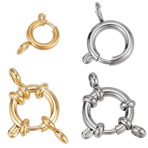 GOMAKERER 8 Stück 2 Stile 304 Edelstahl-Feder-O-Ring-Verschlüsse, Federring Verschlüsse Metall Ring Halskette Verschlüsse Metall Schmuck Verschluss Verdickt Für DIY-Schmuckherstellung von GOMAKERER