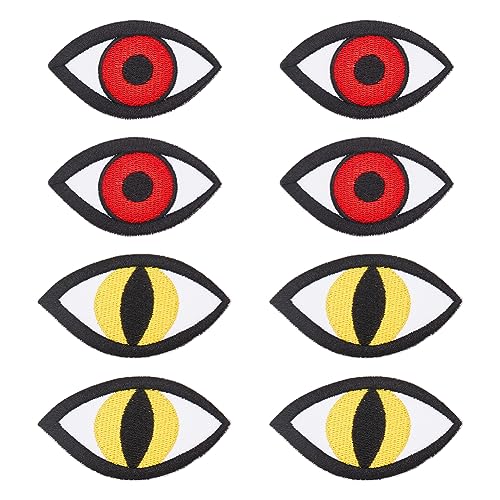 GOMAKERER 8 Stück 2 Stile Augen Bestickte Patches, Gemischte Farben Augen-Flicken Zum Aufbügeln, Handgefertigtes Auge Zum Aufnähen, Reparaturflicken-Set Für Kleidung, Rucksäcke Oder Gepäck von GOMAKERER