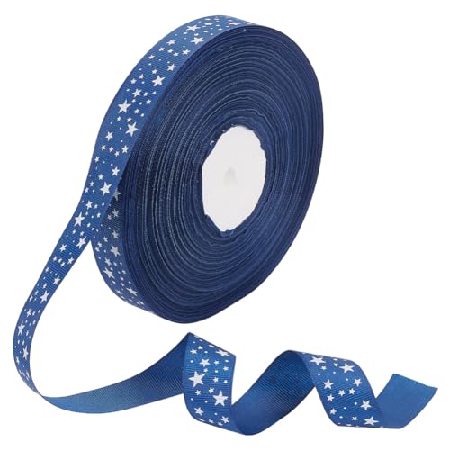 GOMAKERER 91,4 m lange Bänder mit Sternendruck, marineblaues Ripsband zum Aufnähen, Einfassung, Stoff, dekorative Kleidung, Nähen, Gurtband für Bastelarbeiten, Bekleidungszubehör von GOMAKERER
