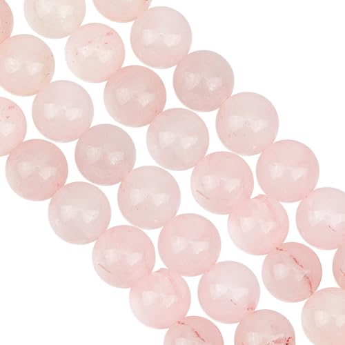 GOMAKERER 94 Stück Natürliche Rosenquarzperlen, 8mm Rosa Edelsteinperlen Glatte Kristallperlen Lose Abstandshalter Runde Perlen Für Die Herstellung von Armbändern, Halsketten Und Schmuck von GOMAKERER