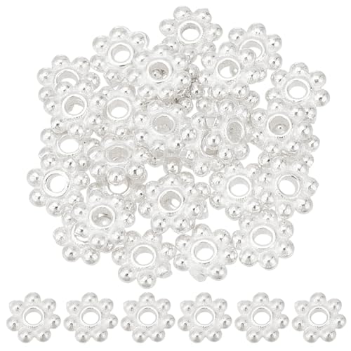 GOMAKERER Abstandshalter aus 925er-Sterlingsilber, 4 mm, kleine Gänseblümchen-Metall-Abstandshalter, lose Perlen, Rondelle, Abstandshalter für Ohrringe, Armbänder, Halsketten, Schmuckherstellung, von GOMAKERER