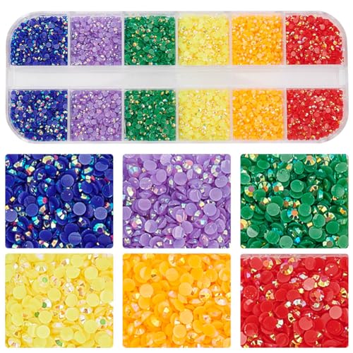 GOMAKERER Ca. 10000 Stück Bunte Mini-Strasssteine 2mm, Harz Strass Cabochons Regenbogen Farbe Nagel Kristall Nagel Kunst Dekoration Diamant Für DIY Handwerk von GOMAKERER