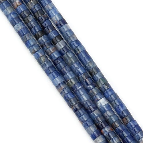 GOMAKERER Ca. 334 Stück Blaue Sodalithperlen 4mm, Natürliche Scheibensteinperlen Flache Runde Perlen Lose Distanzperlen Glatte Kristallperlen Strang Für Halskette, Armband, Schmuckherstellung, DIY von GOMAKERER