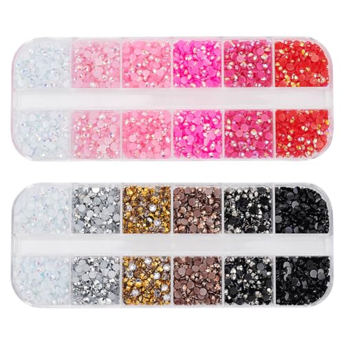 GOMAKERER Ca. 6000 Stück Bunte Mini-Strasssteine 3mm, Harz Strass Cabochons Regenbogen Farbe Nagel Kristall Nagel Kunst Dekoration Diamant Für DIY Handwerk von GOMAKERER