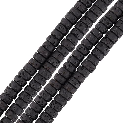 GOMAKERER Etwa 238 Stück 6mm Natürliche Heishi Perlen Aus Lavastein Schwarze Heishi Scheiben Lavasteinperlen Flache Runde Lavaperlen Vulkanische Lavaperlen Für Halsketten Armbänder Schmuckherstellung von GOMAKERER