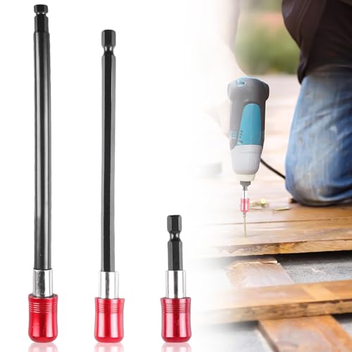 3 Stück Bit Verlängerung 60/150/300mm, 1/4 Sechskantschaft Universal Bithalter, Bohrer Verlängerung screwdriver für Bohrmaschinen Schlagschrauber, Bohrmaschine Schraubendreher (Rot) von GOMETY