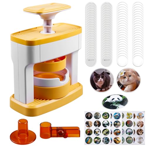 98 Stück Button Maker Badge Machine, 55MM DIY Abzeichen Press Machine mit 48 Musterpapier und 48 Abzeichen 1 Kreisschneidern, Kinder Geschenke Pin Maker FüR Party Geschenke DIY Kreation von GOMETY